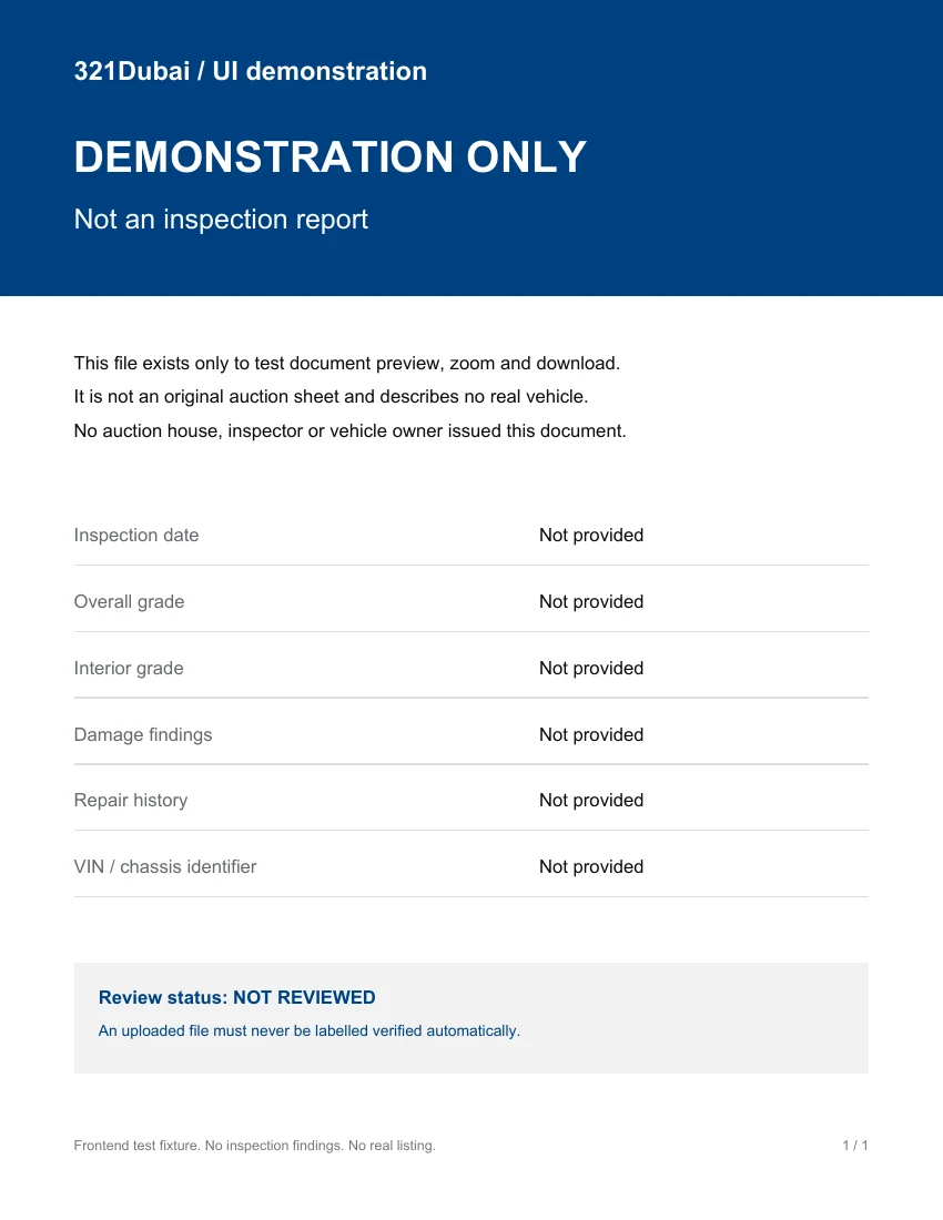Demonstration document clearly marked not an inspection report